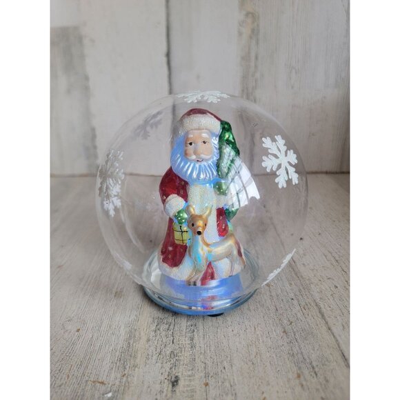 Santa ball light up snowball glass ornament Xmas glitter - Picture 2 of 8